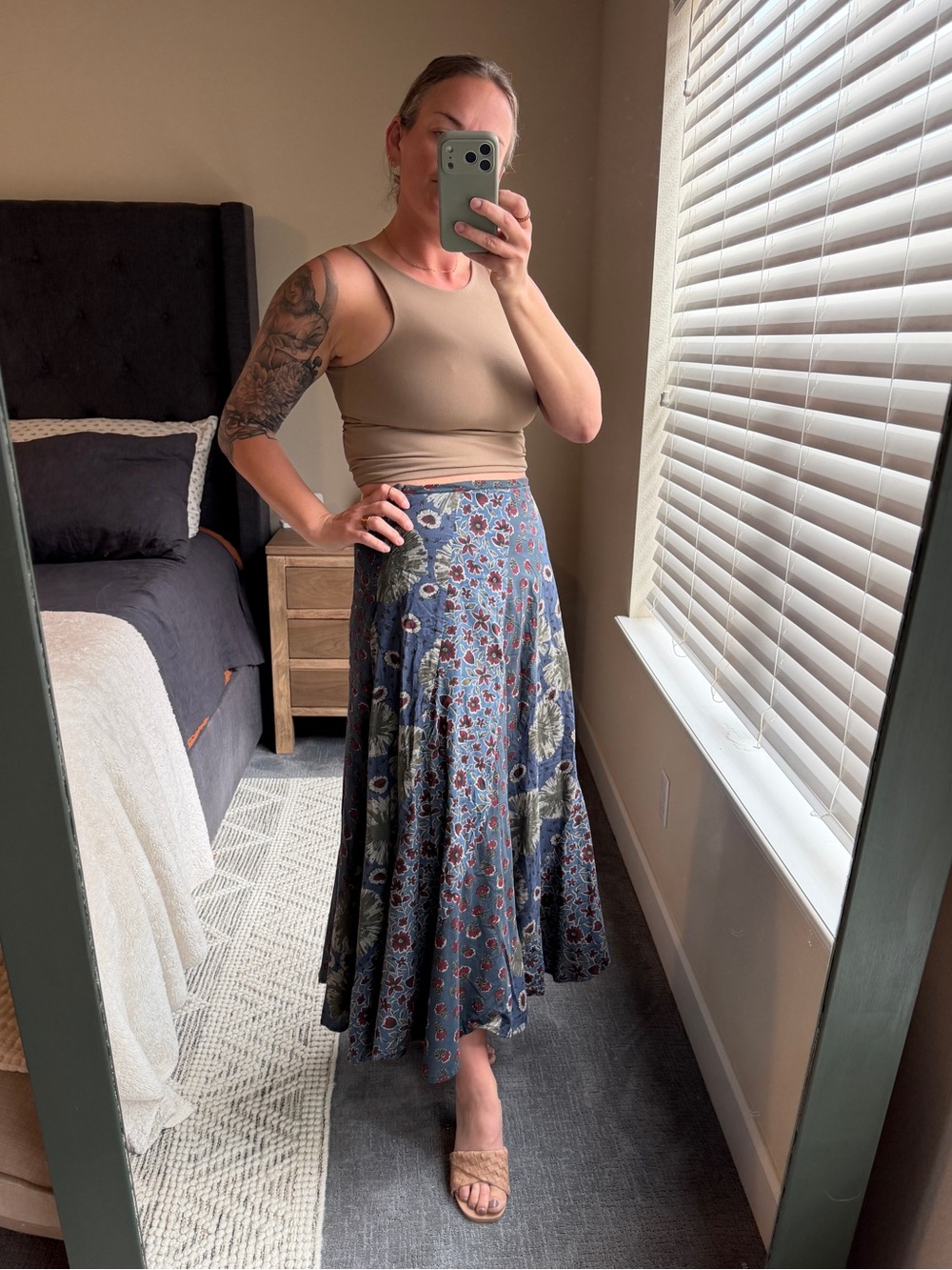Sundance 100% Cotton Blue Floral Maxi Skirt